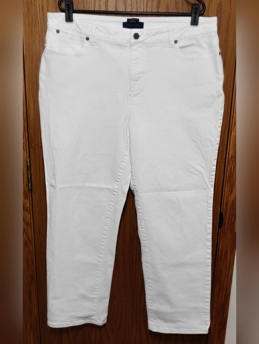 Women's Talbots White Heritage Straight Leg Jeans, Size 14
